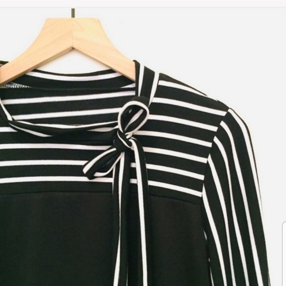 Striped Tie Neck T-shirt Blouse JXL - Picture 5 of 5